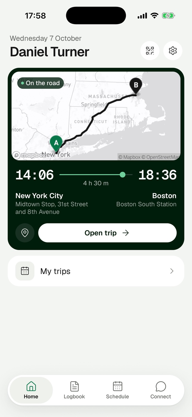 BAC DigitalDrive on a driver's phone, on the road from New York to Boston